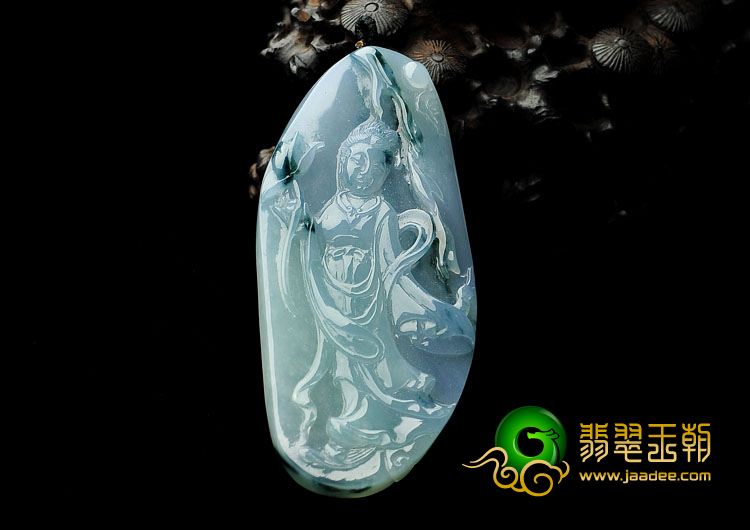 (超值推荐)糯冰种紫罗兰飘花缅甸翡翠A货仕女挂件