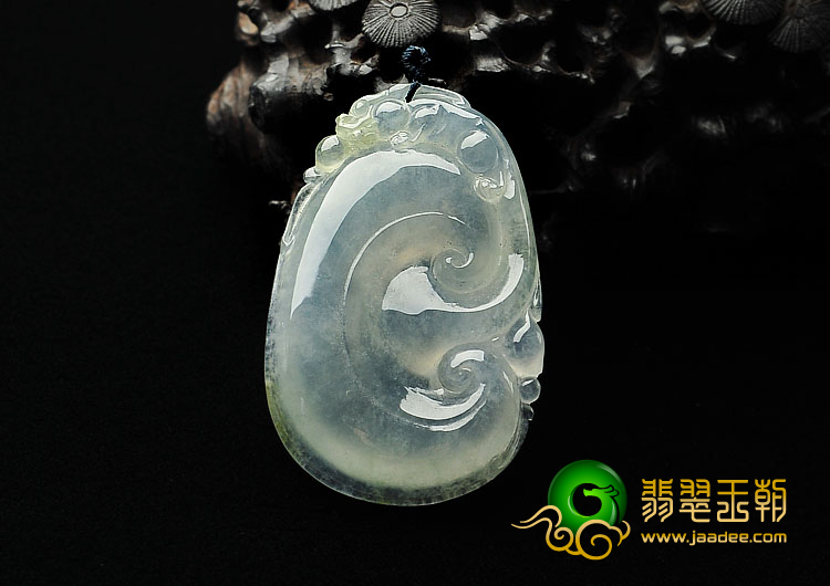 冰种晴水略带黄翡缅甸翡翠A货如意挂件