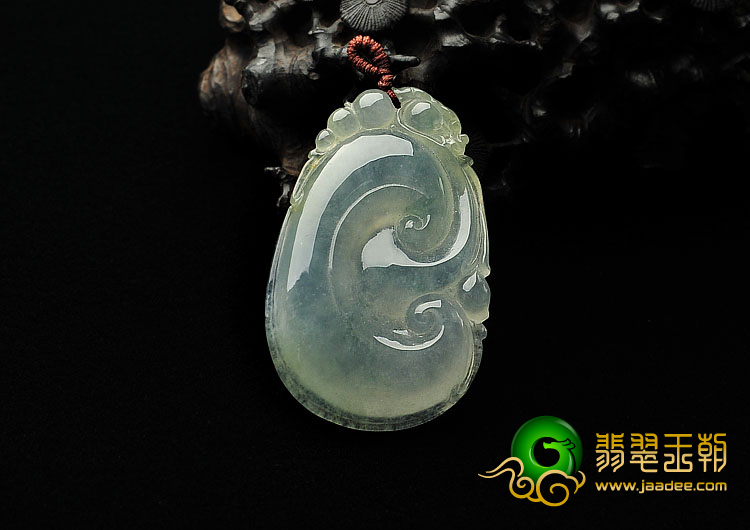 冰种晴水略带黄翡缅甸翡翠A货如意挂件