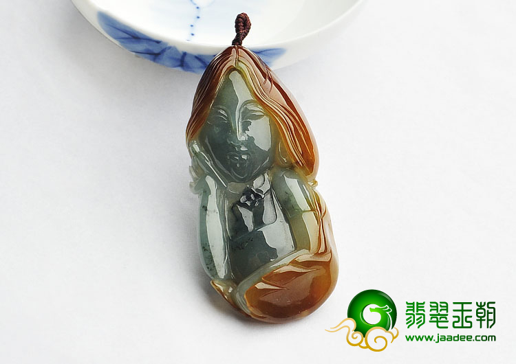 糯冰种褐黄翡缅甸翡翠A货灰姑娘挂件