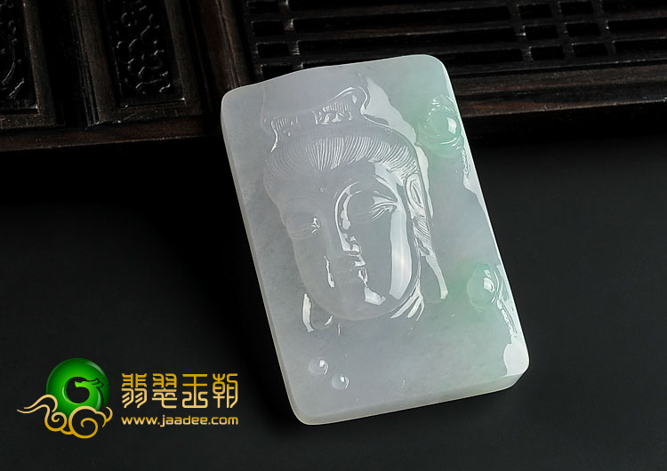 (超值推荐)冰种飘翠缅甸翡翠A货观音头挂件