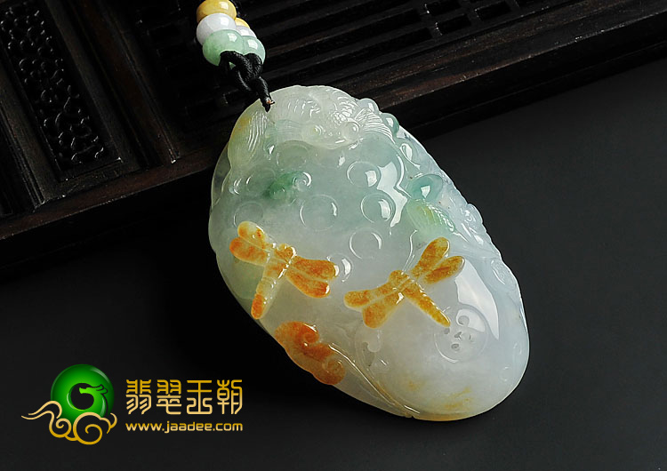 冰种三彩缅甸翡翠A货亭亭玉立挂件/手玩件