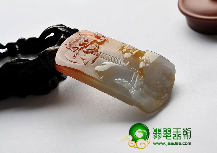 冰种红黄翡缅甸翡翠A货望庐山瀑布挂件