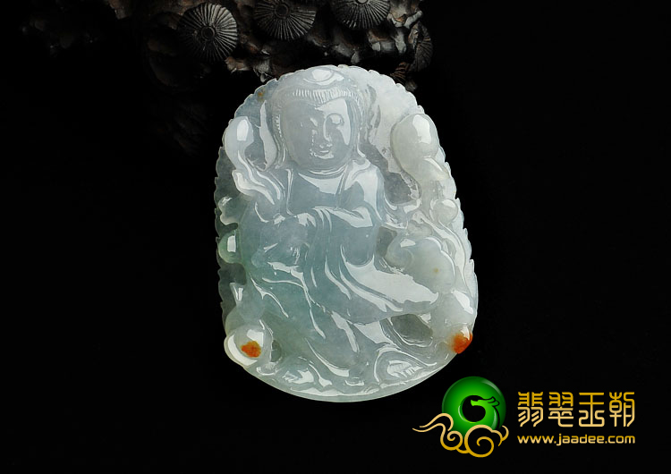 糯冰种晴水略带褐黄翡缅甸翡翠A货观音挂件