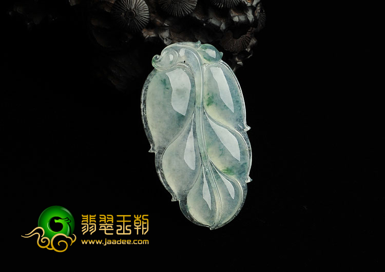 冰种飘花缅甸翡翠A货叶子挂件