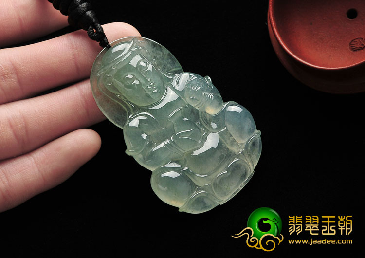 冰种晴水缅甸翡翠A货观音挂件