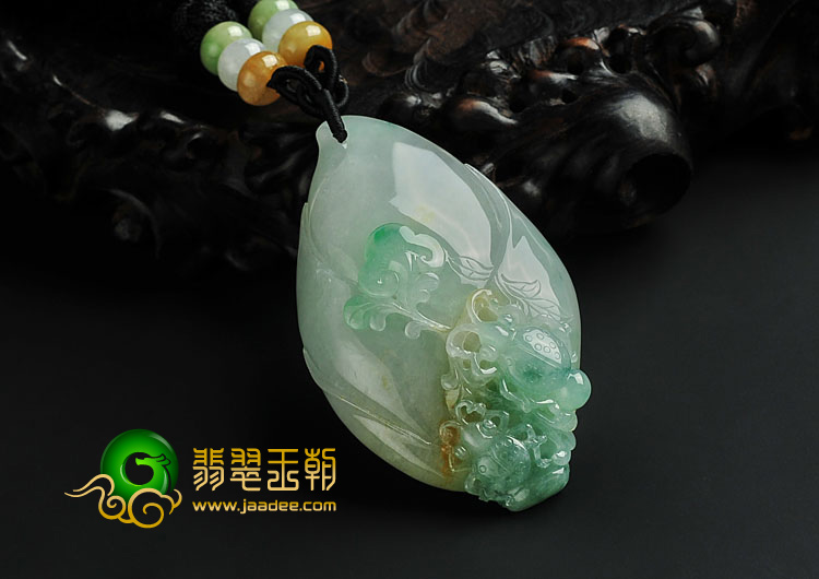 糯冰种飘花缅甸翡翠A货富甲天下挂件