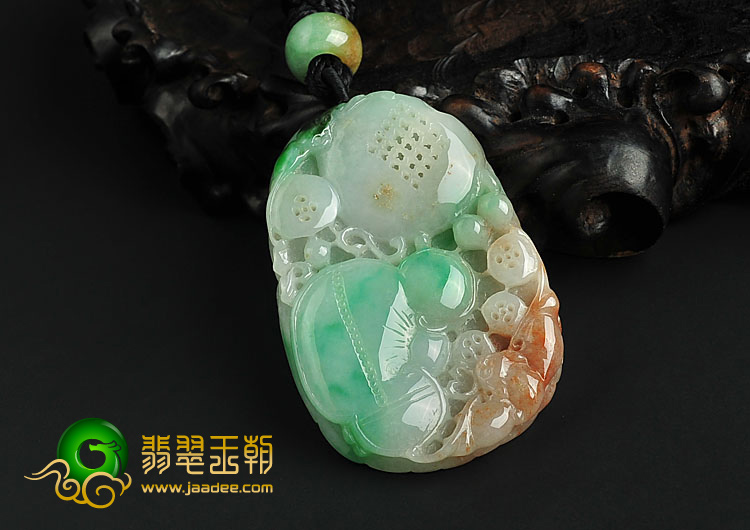 糯冰种三彩缅甸翡翠A货福在眼前挂件