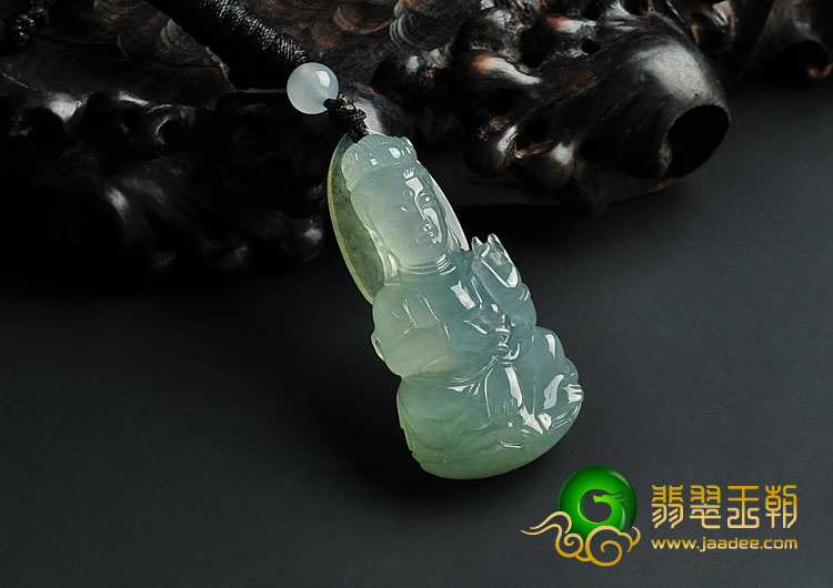 冰种晴水缅甸翡翠A货观音挂件