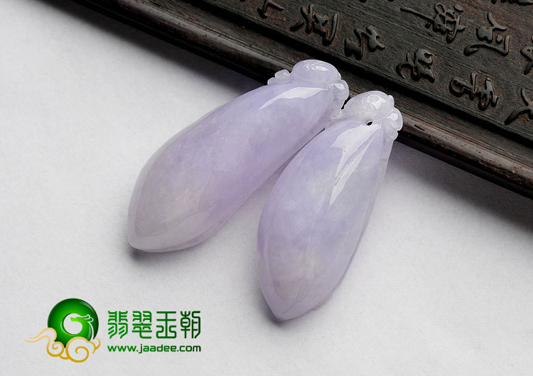 糯冰种紫罗兰缅甸翡翠A货福瓜挂件(一对)