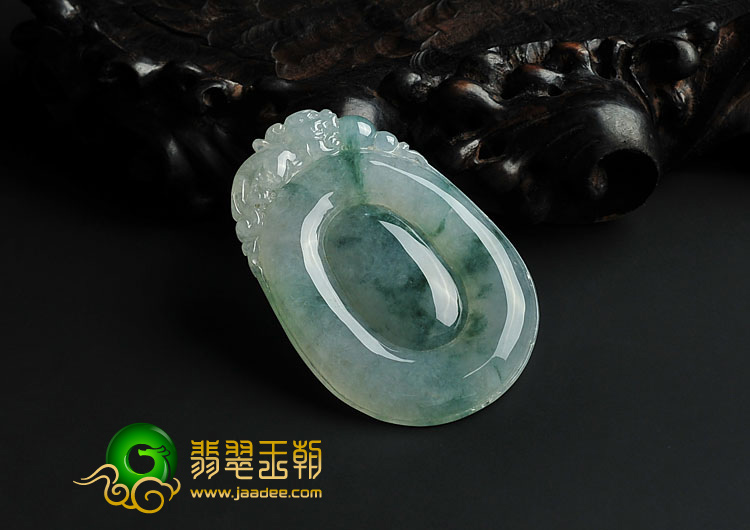 冰种飘花缅甸翡翠A货福在眼前挂件