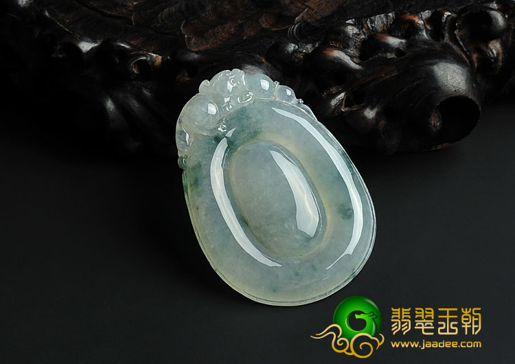 冰种飘花缅甸翡翠A货福在眼前挂件