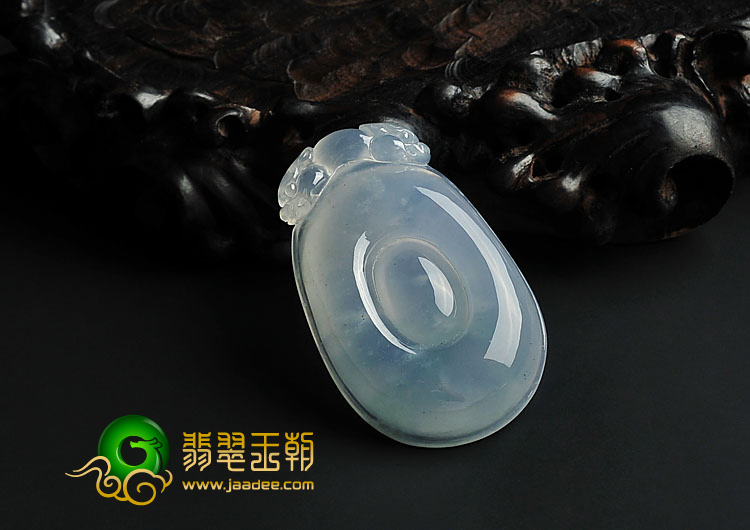 冰种淡紫罗兰略飘花缅甸翡翠A货福在眼前挂件