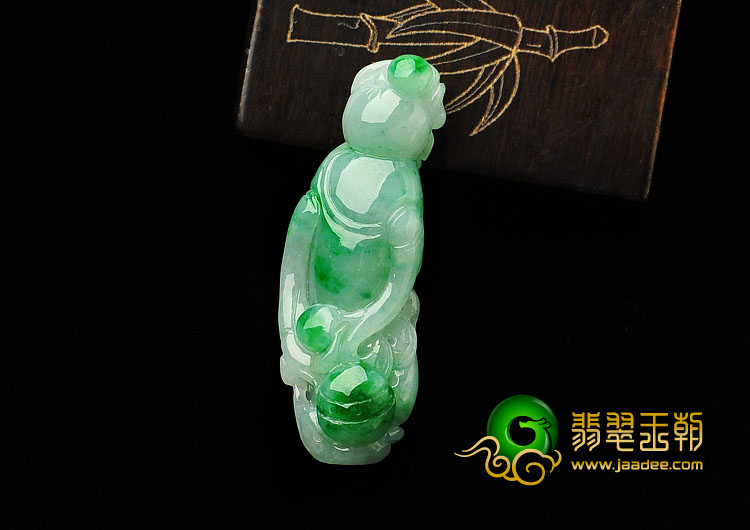 糯冰种飘翠缅甸翡翠A货人生如意挂件