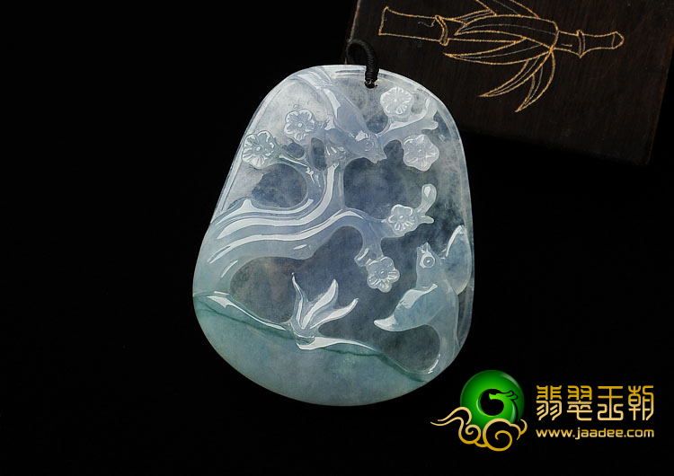 冰种淡紫罗兰缅甸翡翠A货喜上眉梢挂件