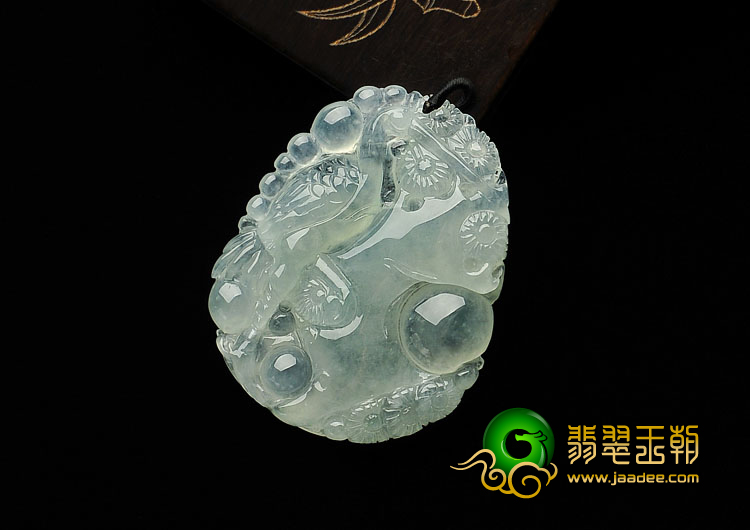 (超值推荐)冰种晴水缅甸翡翠A货松鹤延年挂件