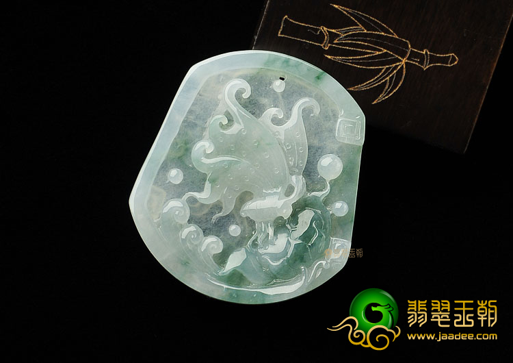 冰种飘花缅甸翡翠A货蝶恋花挂件