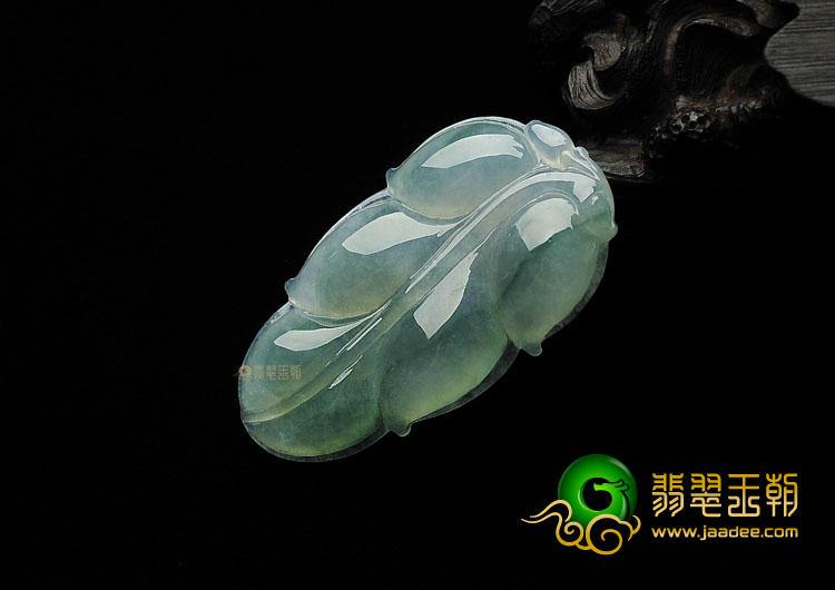 冰种晴水缅甸翡翠A货叶子挂件