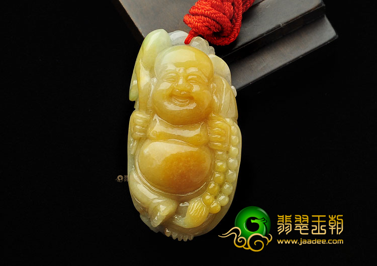 糯冰种黄翡缅甸翡翠A货玉佛挂件