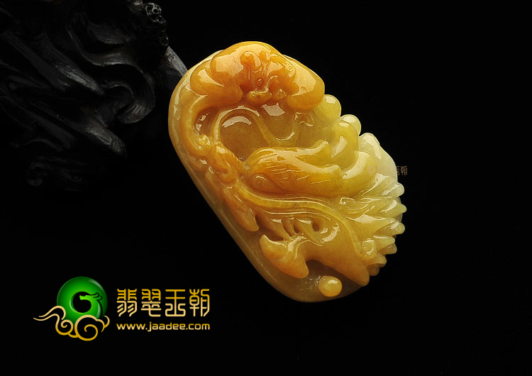 糯冰种黄翡缅甸翡翠A货龙头挂件