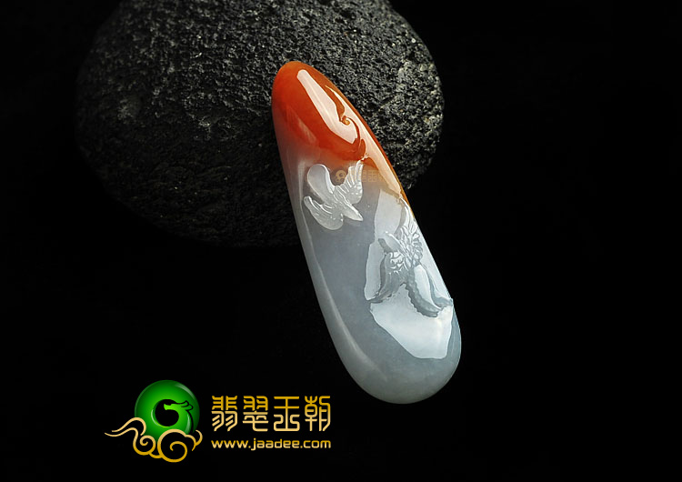 糯冰种红黄翡缅甸翡翠A货双宿双飞挂件
