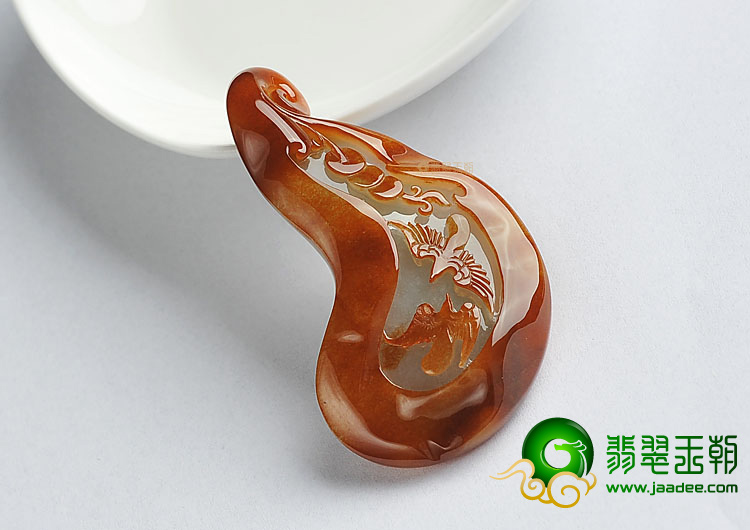 糯冰种红黄翡缅甸翡翠A货双宿双飞挂件