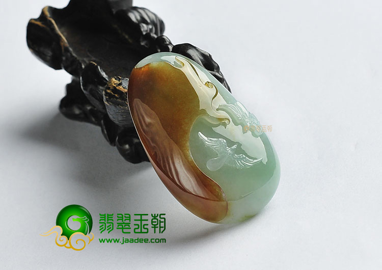 (超值推荐)糯冰种褐黄翡晴水缅甸翡翠A货双宿双飞挂件