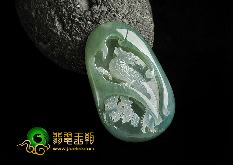 冰种晴水缅甸翡翠A货花开富贵挂件