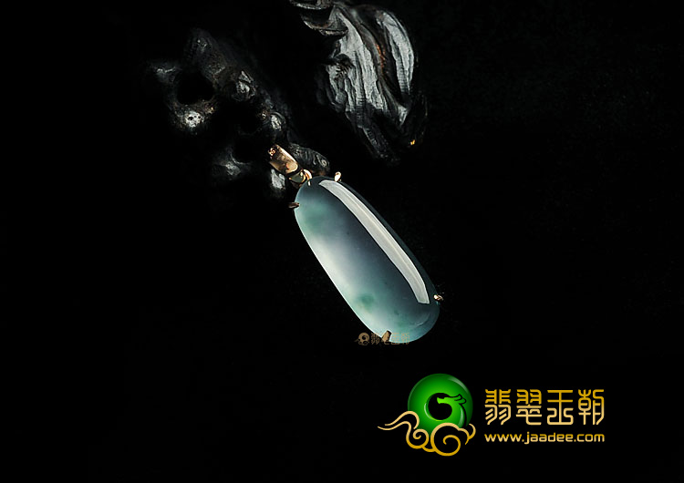 冰种飘花缅甸翡翠A货镶玫瑰金胸坠
