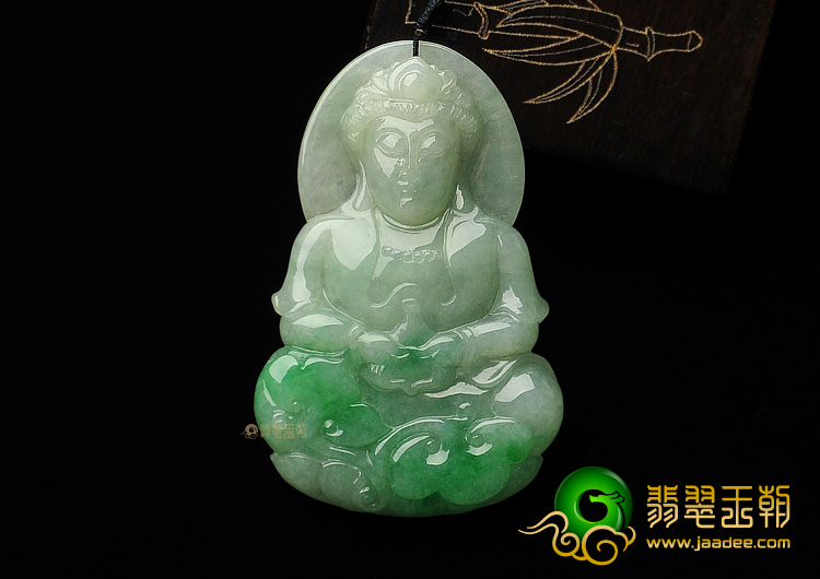 (超值推荐)糯冰种飘翠缅甸翡翠A货观音挂件