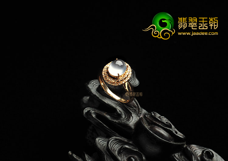(超值推荐)玻璃种无色缅甸翡翠A货镶玫瑰金戒指(真钻)