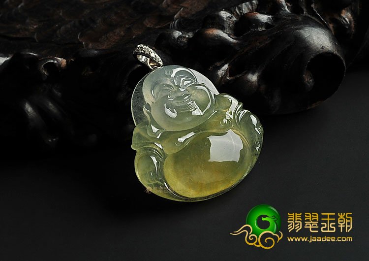 冰种黄翡缅甸翡翠A货玉佛挂件