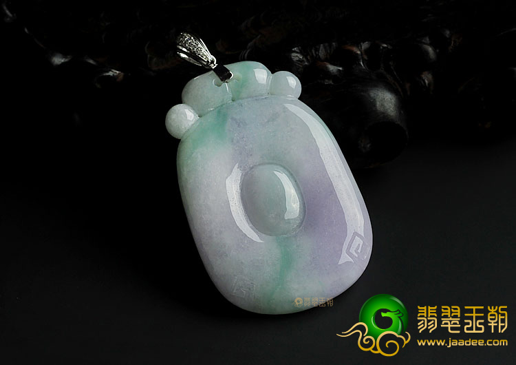 糯冰种春带彩缅甸翡翠A货福在眼前挂件