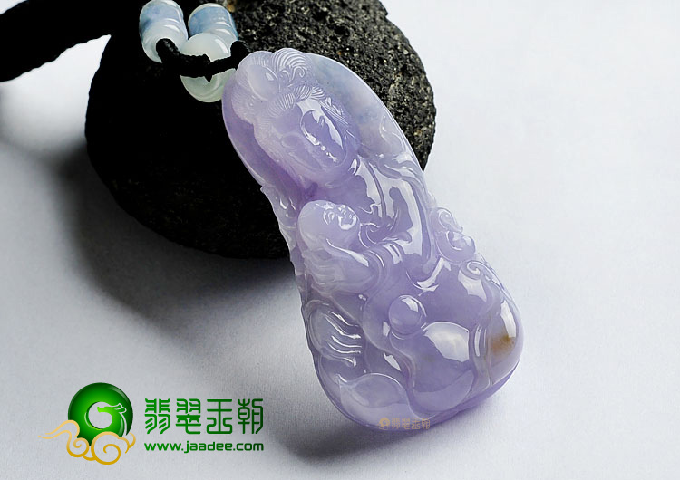 糯冰种紫罗兰缅甸翡翠A货送子观音挂件