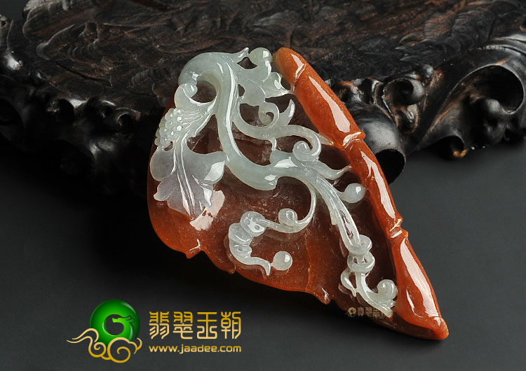 糯冰种红黄翡缅甸翡翠A货大业有成挂件