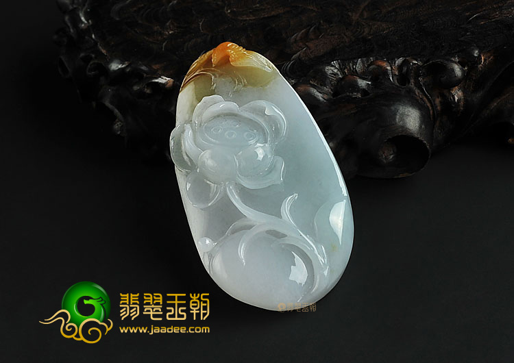 糯冰种晴水略带黄翡缅甸翡翠A货一品清廉挂件