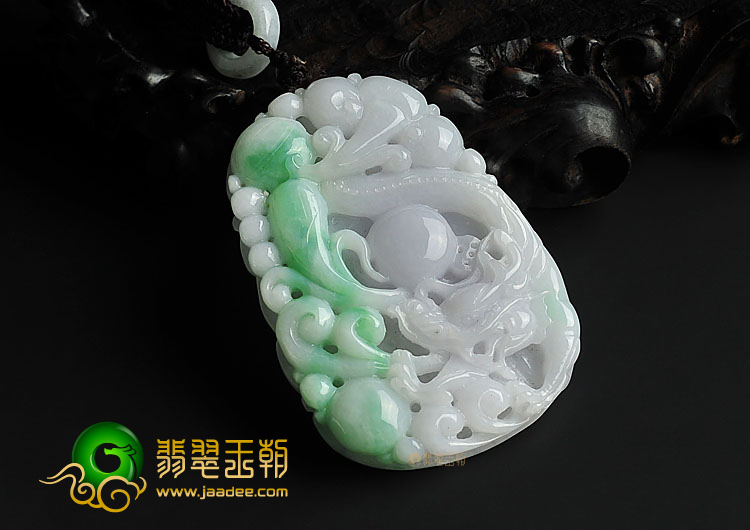 糯冰种春带彩缅甸翡翠A货龙行如意挂件