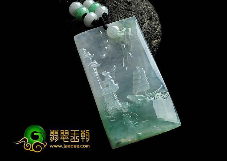 冰种飘花缅甸翡翠A货指日可待挂件