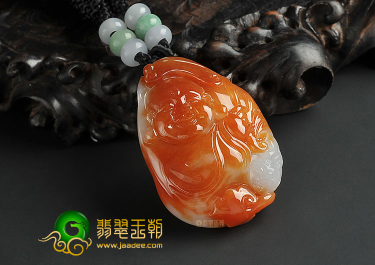 (超值推荐)糯冰种红黄翡缅甸翡翠A货玉佛挂件