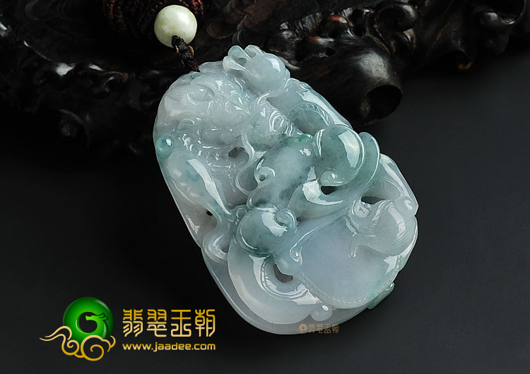 糯冰种飘花缅甸翡翠A货龙行如意挂件