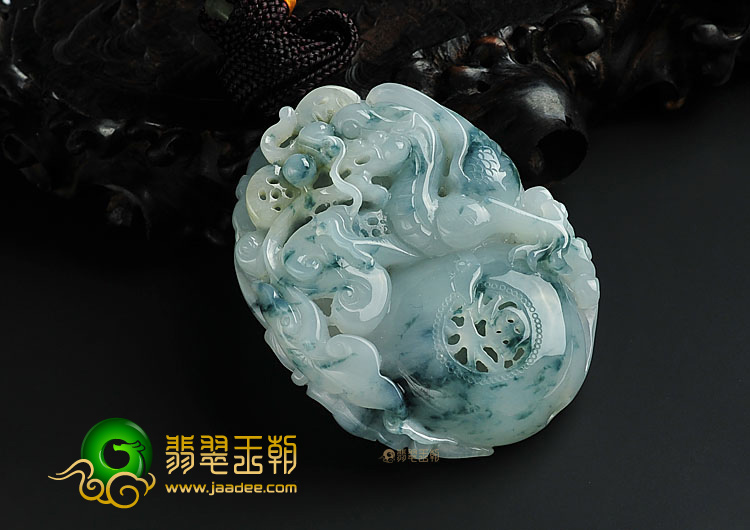 糯冰种飘花缅甸翡翠A货龙行如意挂件/手玩件