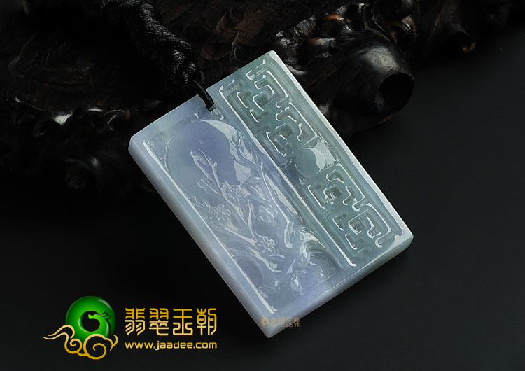 糯冰种紫罗兰晴水缅甸翡翠A货仿古牌挂件