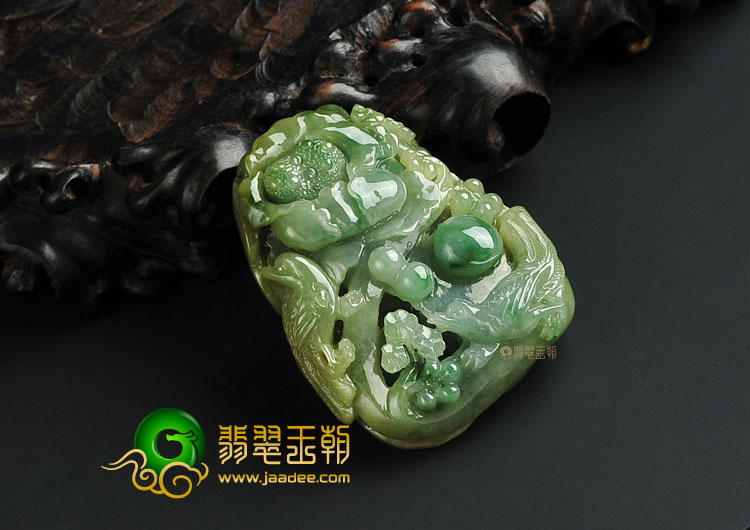 糯冰种褐黄翡飘花缅甸翡翠A货花开富贵挂件