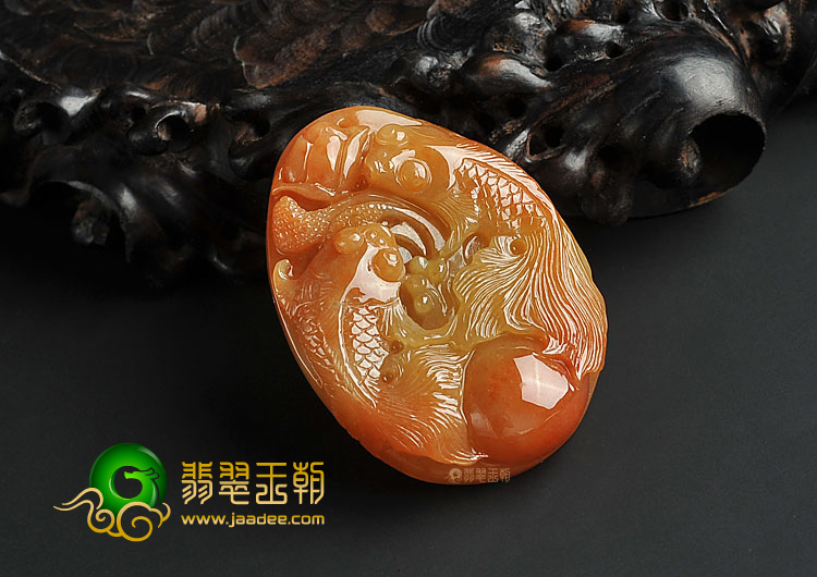 糯冰种红黄翡缅甸翡翠A货金玉满堂挂件