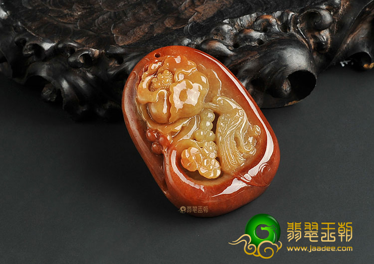 糯冰种褐黄翡缅甸翡翠A货花开富贵挂件