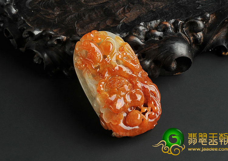 糯冰种红黄翡缅甸翡翠A货花开富贵挂件