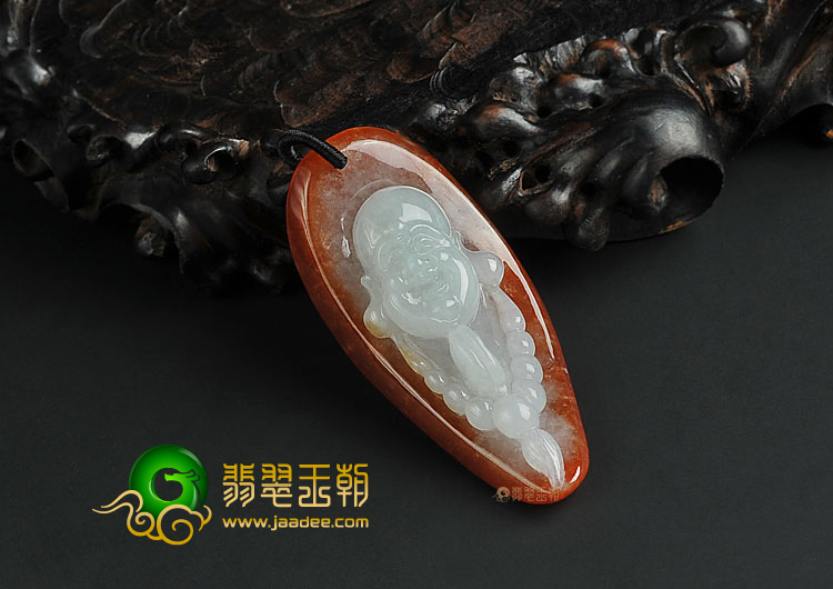糯冰种红黄翡缅甸翡翠A货玉佛挂件