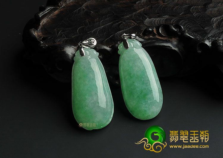糯冰种豆色缅甸翡翠A货福瓜挂件(单价)