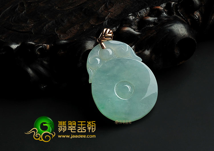 冰种晴水缅甸翡翠A货福在眼前挂件