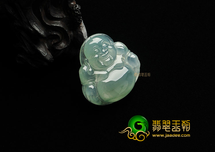 冰种飘花缅甸翡翠A货玉佛挂件